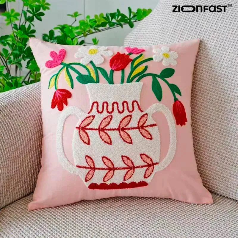 Capa de Almofada Flor Bordada