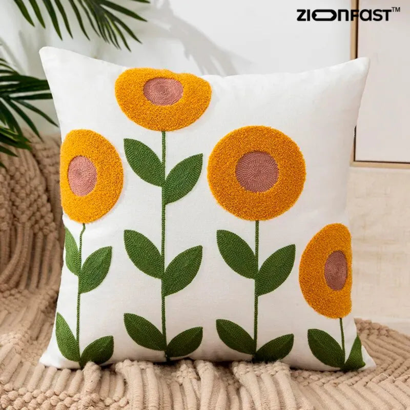 Capa de Almofada Flor Bordada