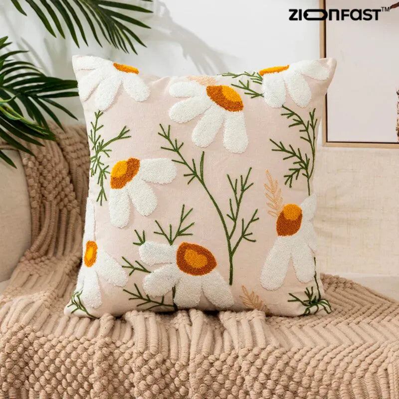 Capa de Almofada Flor Bordada