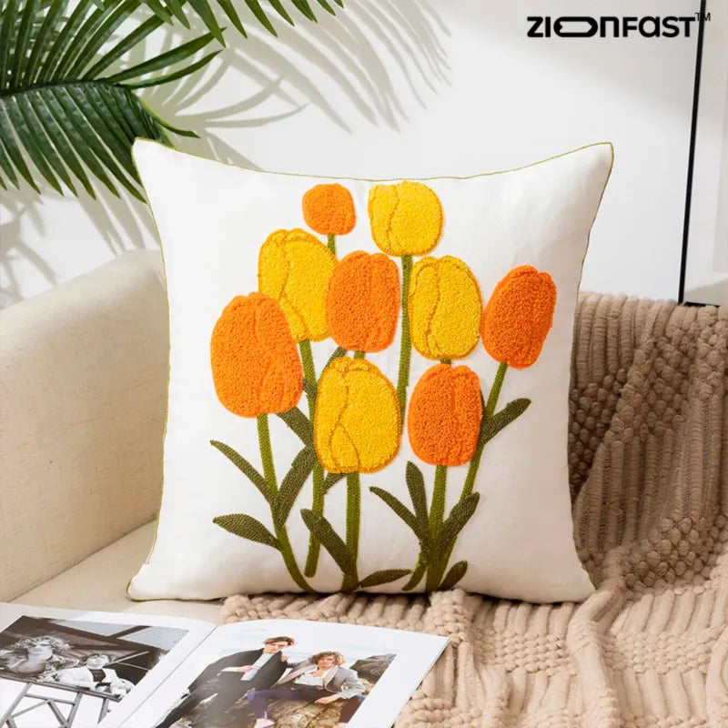 Capa de Almofada Flor Bordada