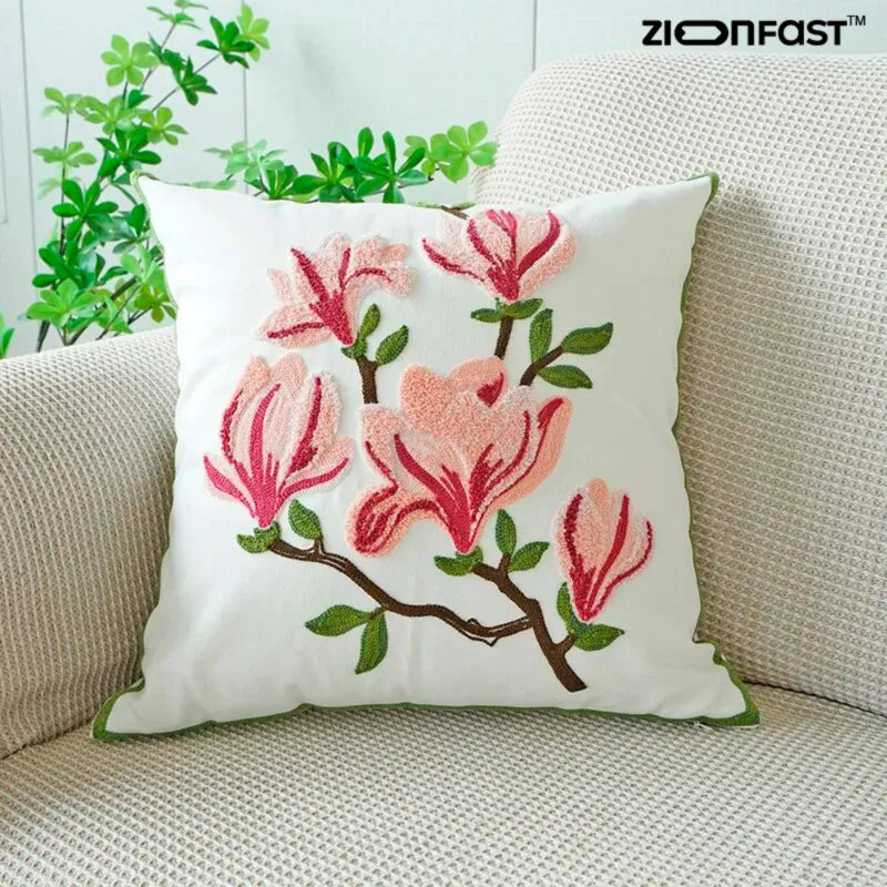 Capa de Almofada Flor Bordada