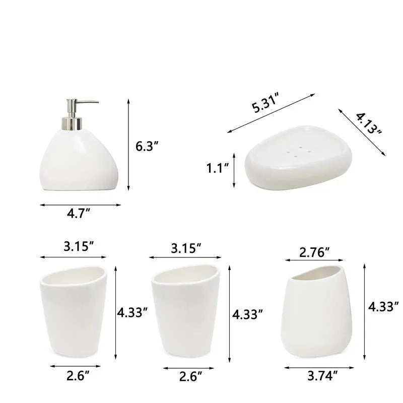 Conjunto de Acessórios de Banheiro de Cerâmica