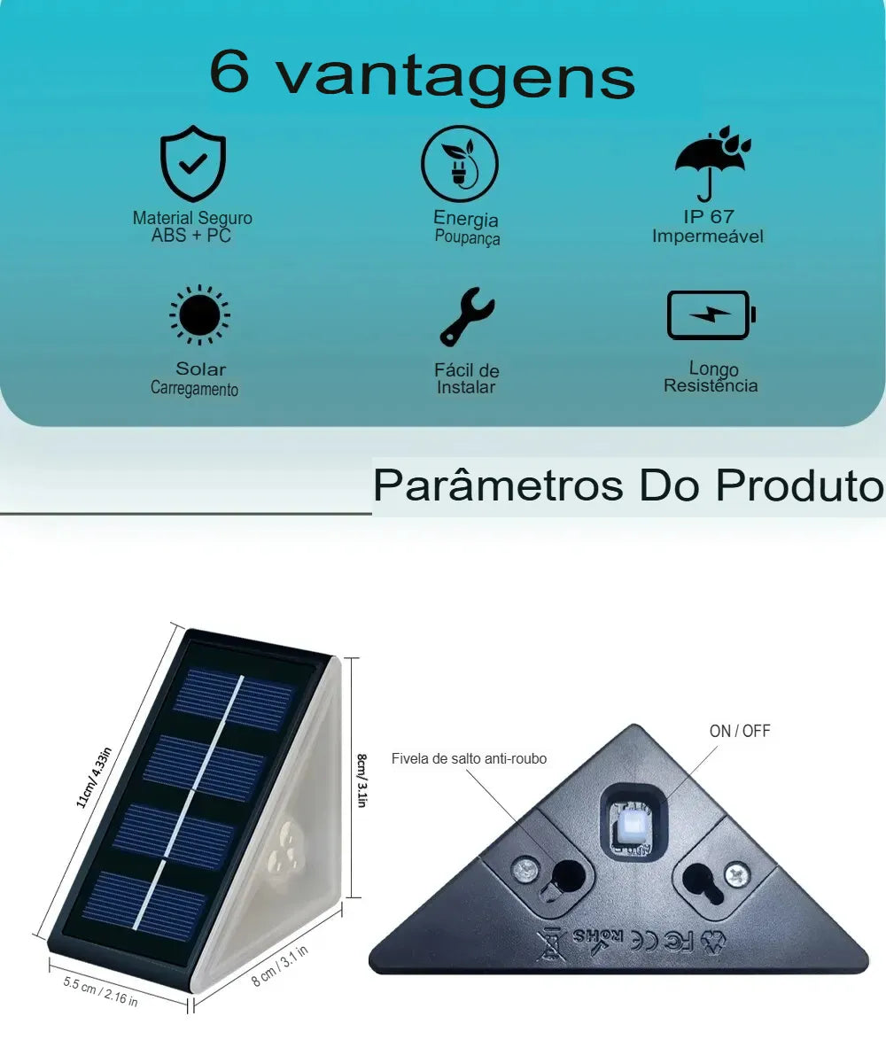 Luminária para Área Externa com Painel Solar