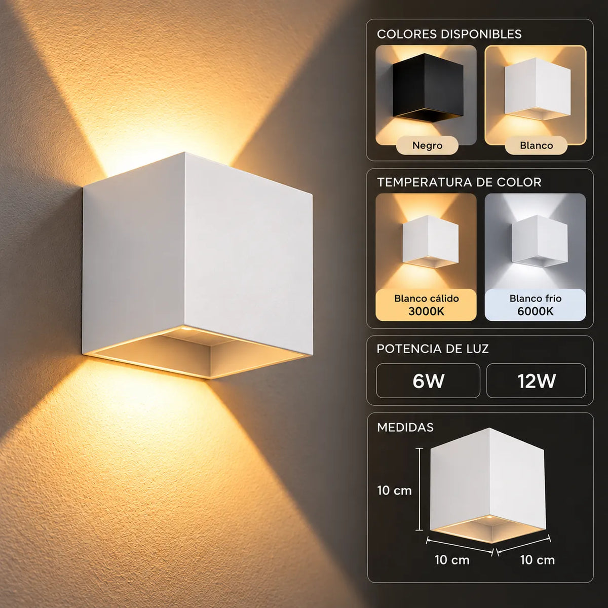 Aplique LED Cubo Moderno IP65