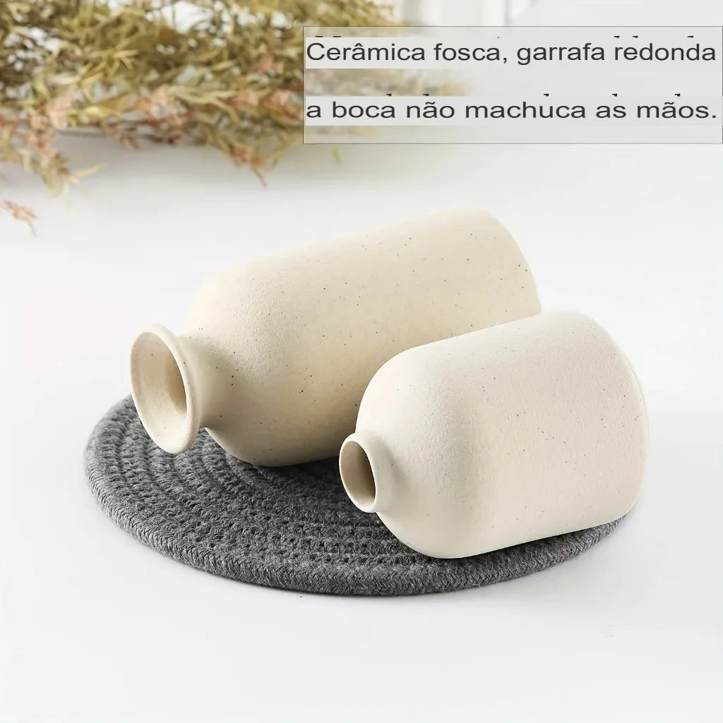 Conjunto 3 Vasos Modernos de Cerâmica