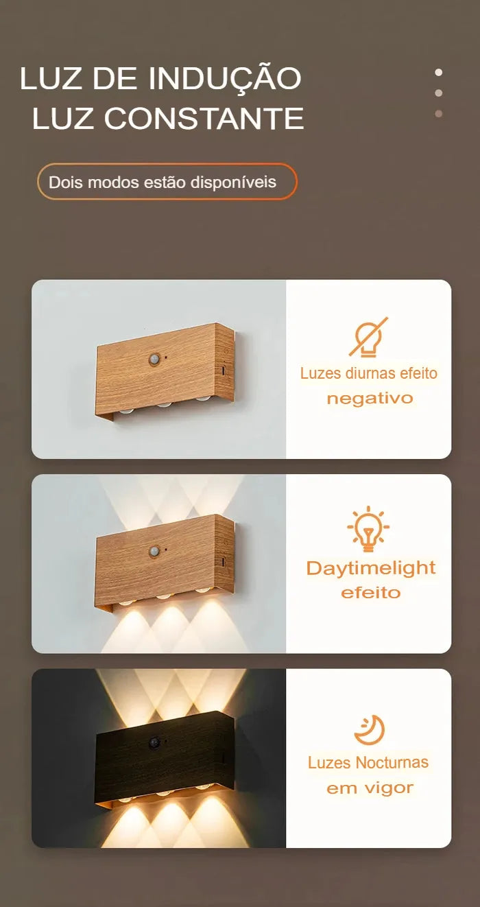 Luminária Arandela com Sensor de Movimento Marrom