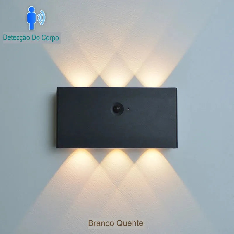 Luminária Arandela com Sensor de Movimento Preto