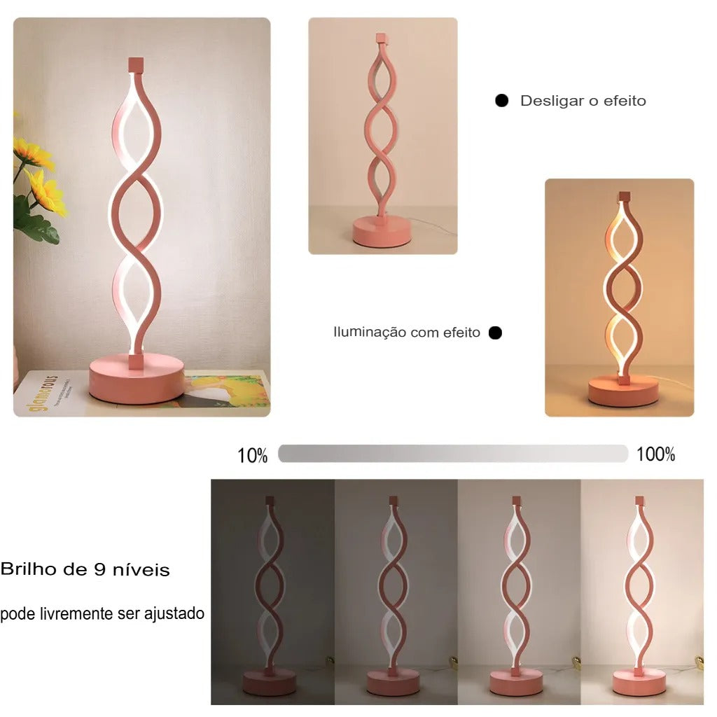 Luminária de Mesa Led Espiral Rosa
