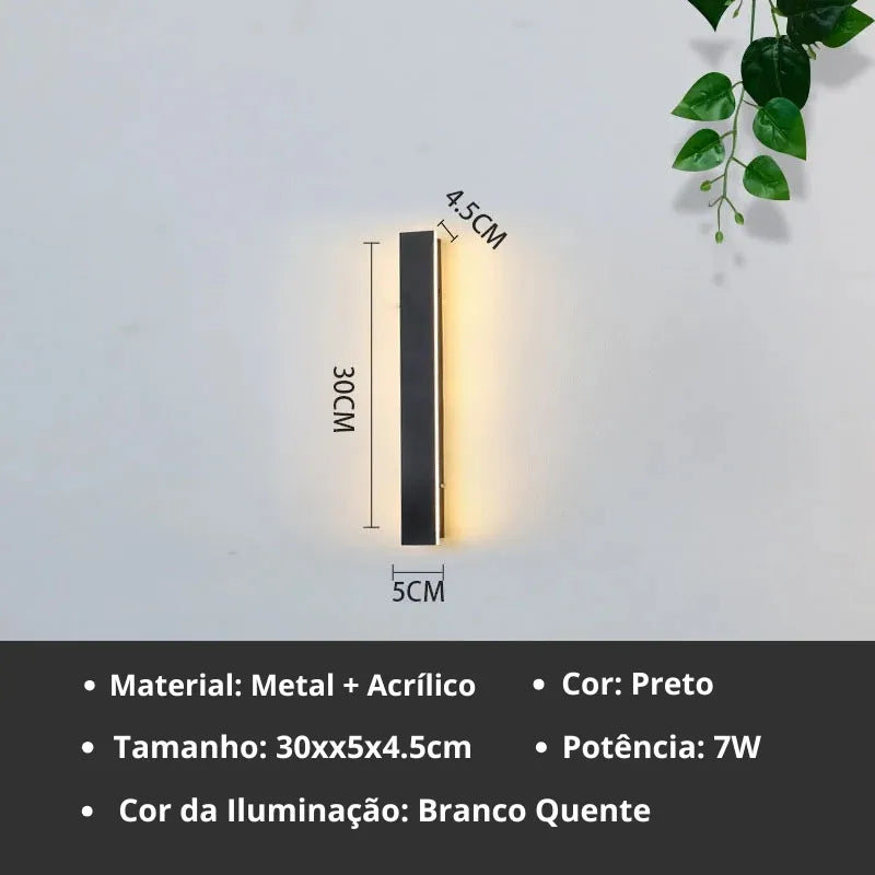 Luminária de Parede para área Externa Preta