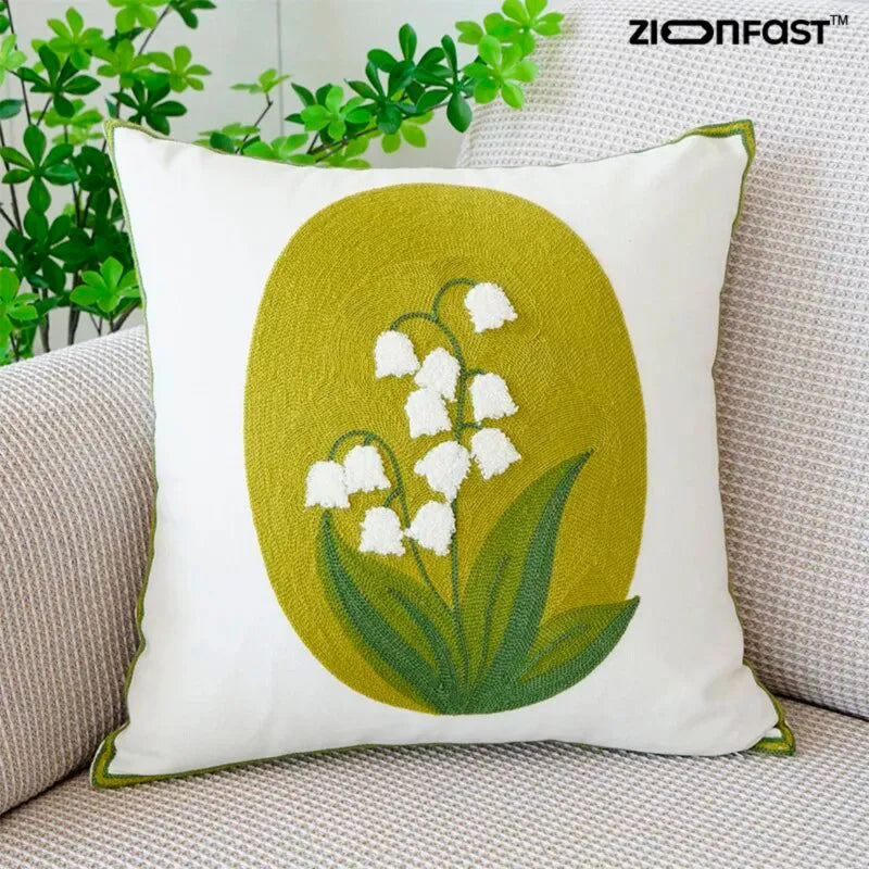 Capa de Almofada Flor Bordada 