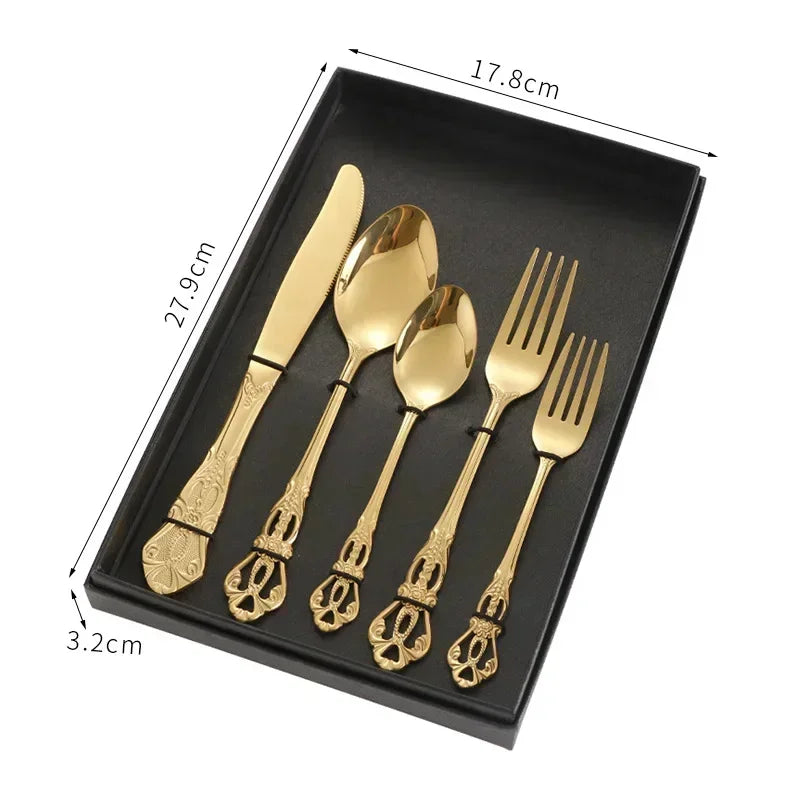 Conjunto de Talheres de Aço Inoxidável Dourado