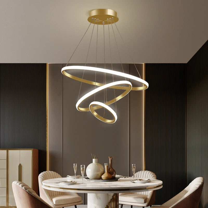 Lustre Pendente Circular Triplo em Led