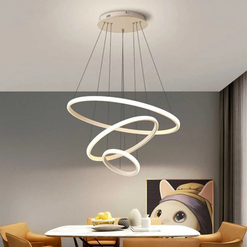 Lustre Pendente Circular Triplo em Led 