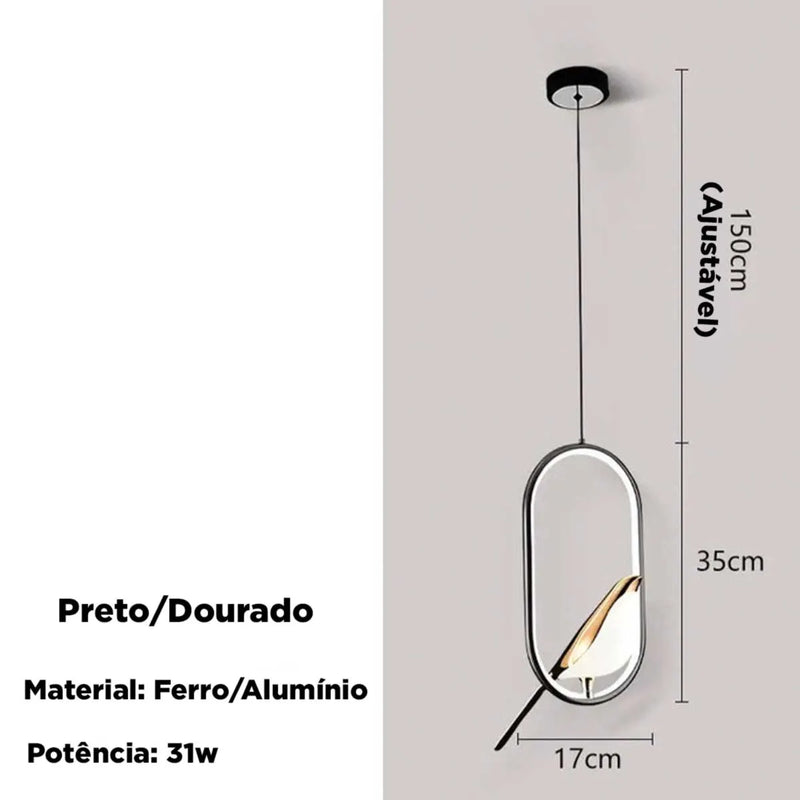 Lustre Pendente Pássaro de Luxo 