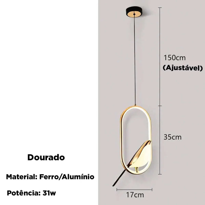 Lustre Pendente Pássaro de Luxo 