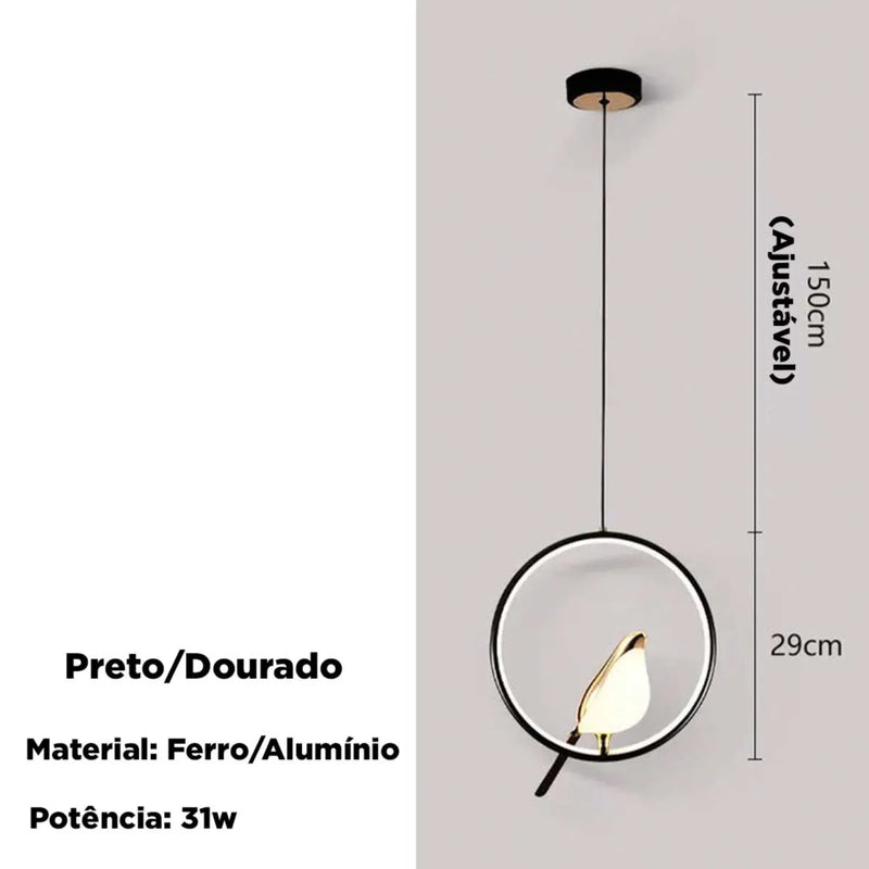 Lustre Pendente Pássaro de Luxo 