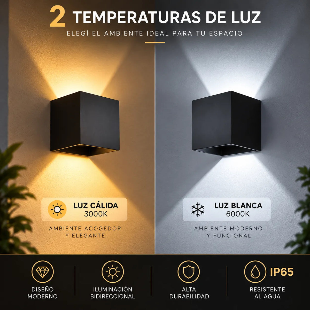 Aplique LED Cubo Moderno IP65