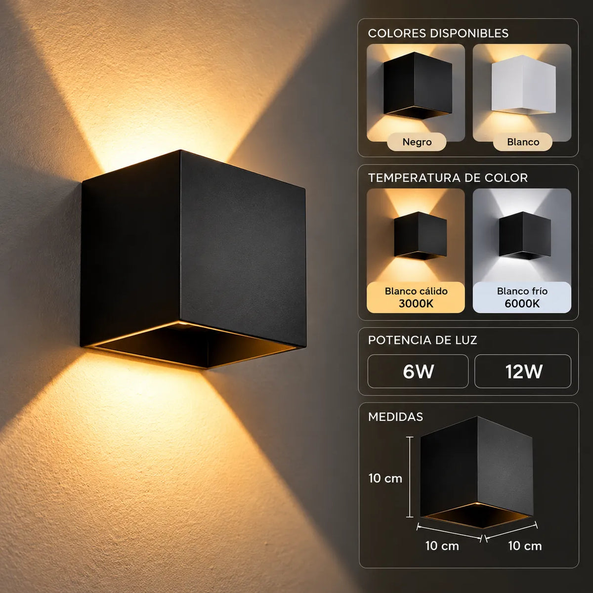 Aplique LED Cubo Moderno IP65