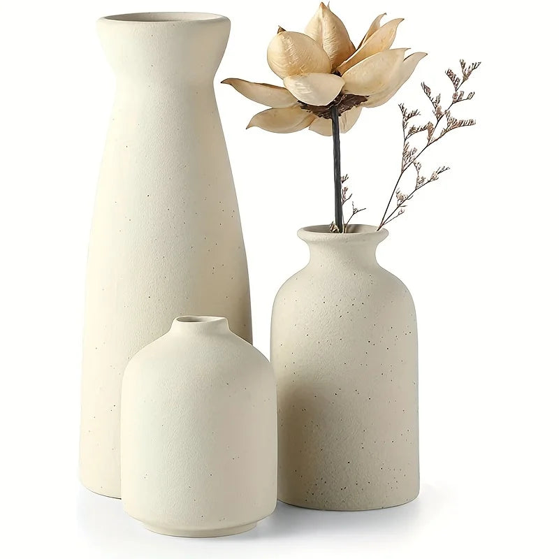 Conjunto 3 Vasos Modernos de Cerâmica