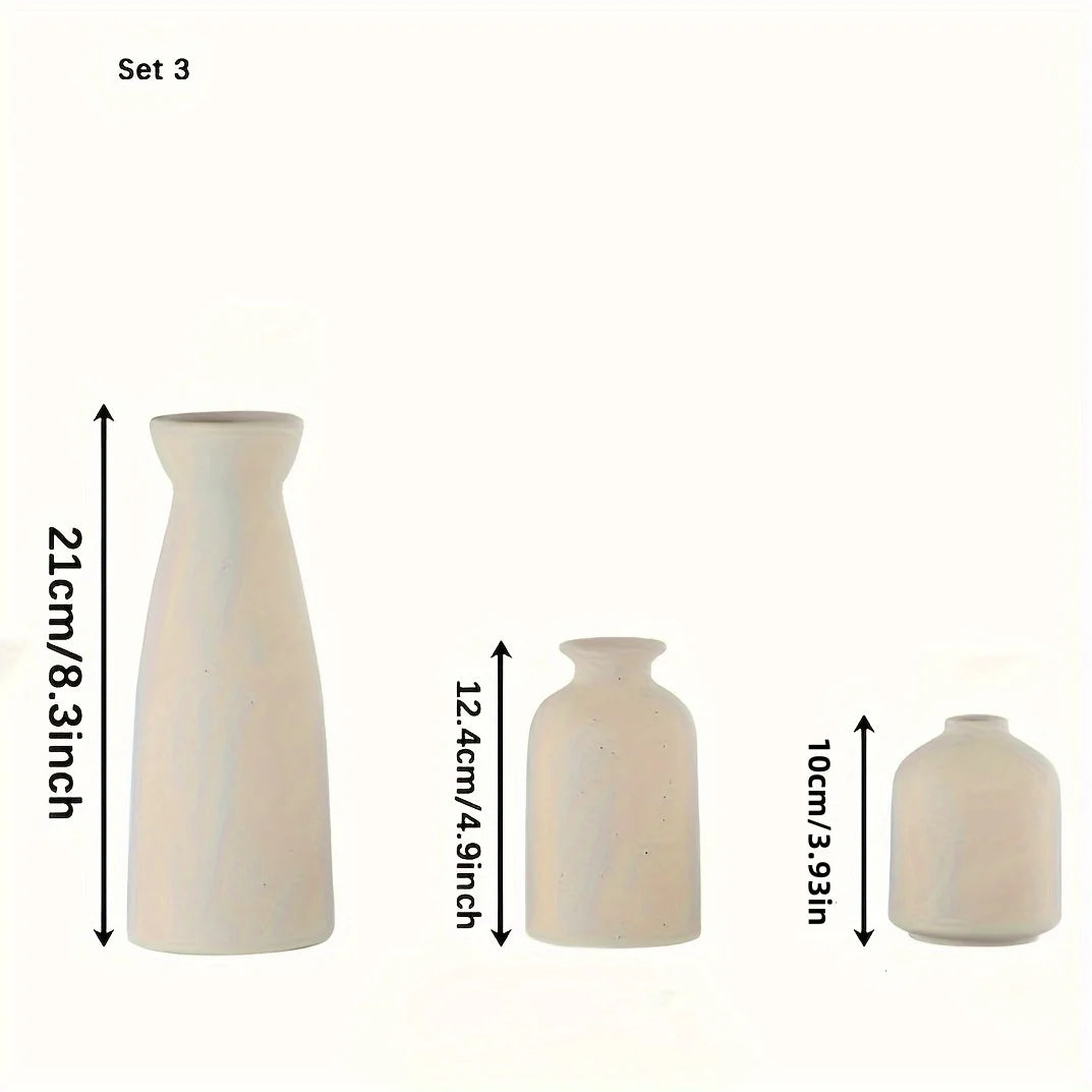 Conjunto 3 Vasos Modernos de Cerâmica