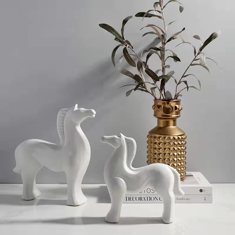 Escultura de Cavalo de Cerâmica 
