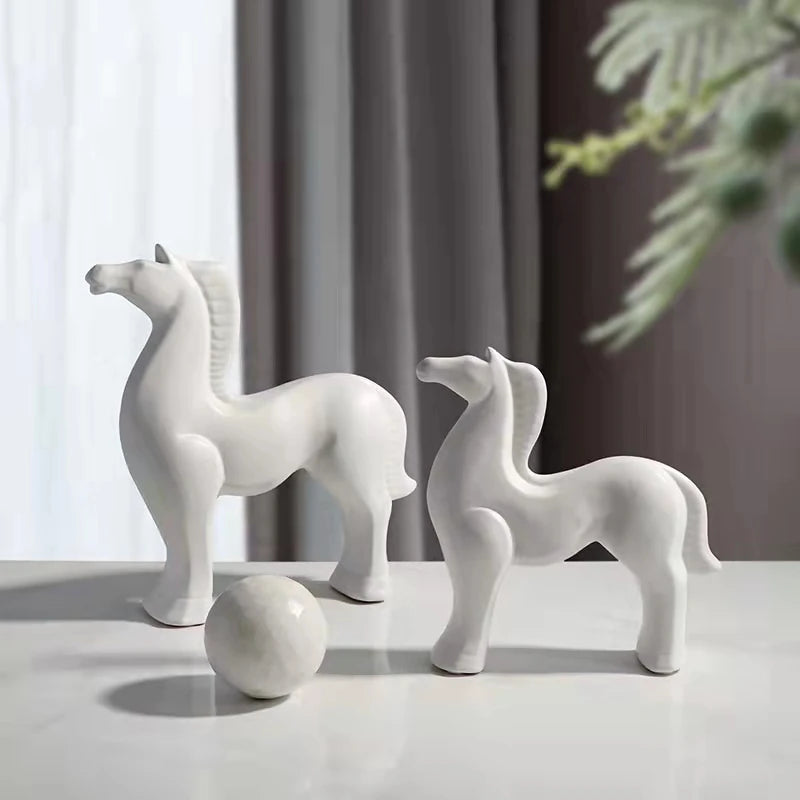 Escultura de Cavalo de Cerâmica 