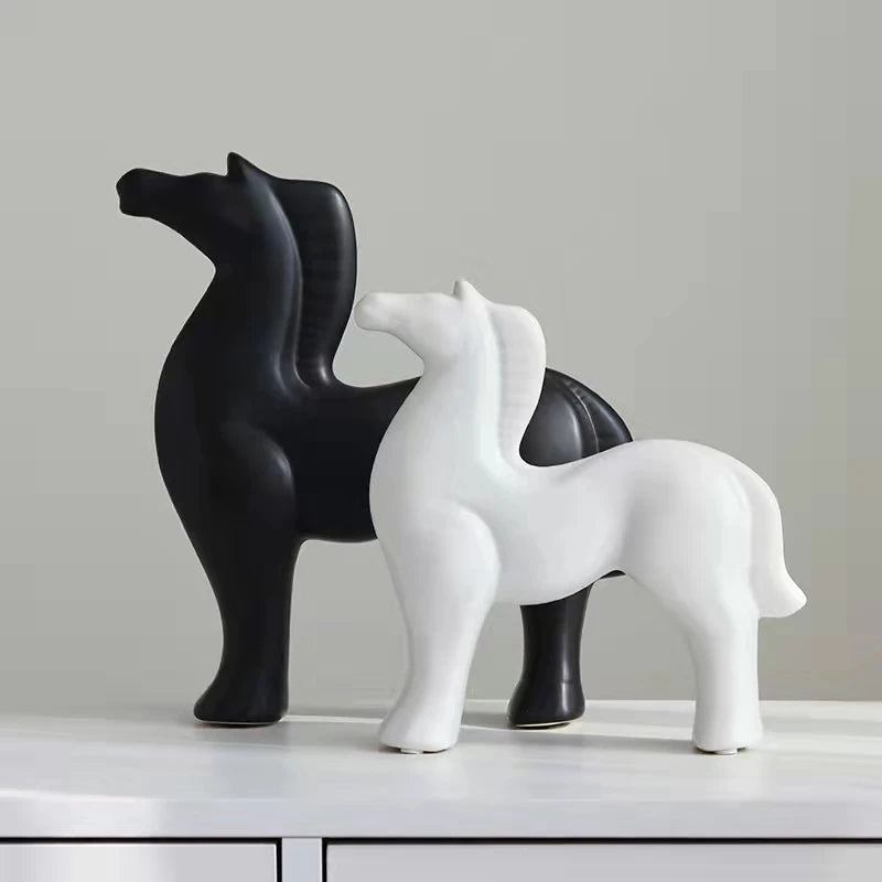 Escultura de Cavalo de Cerâmica 