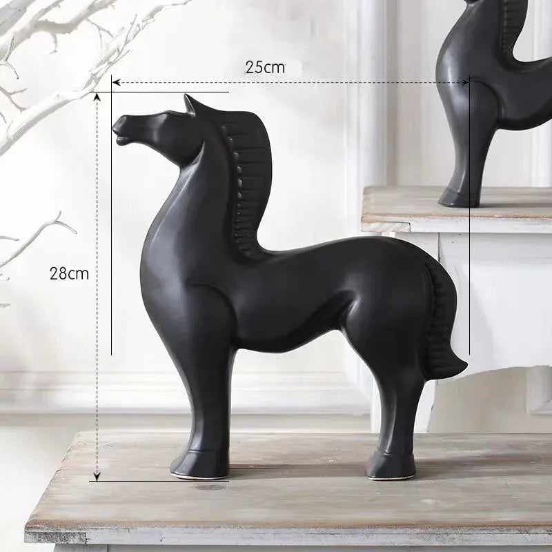 Escultura de Cavalo de Cerâmica 