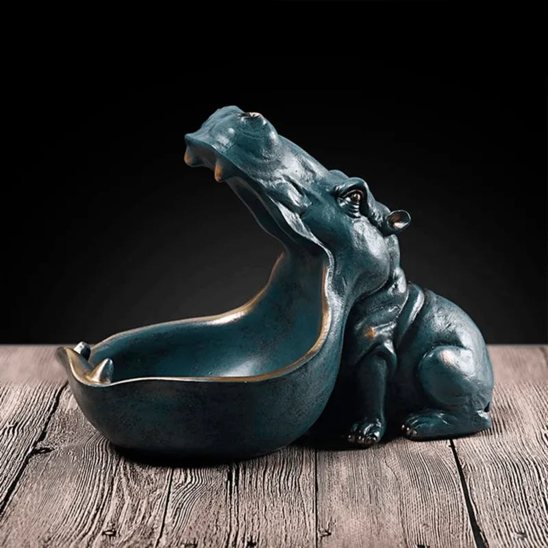 Escultura de Hipopótamo e Porta Acessórios 