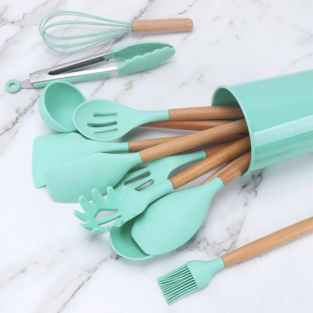 Kit Jogo 12 Peças Utensílios de Silicone 