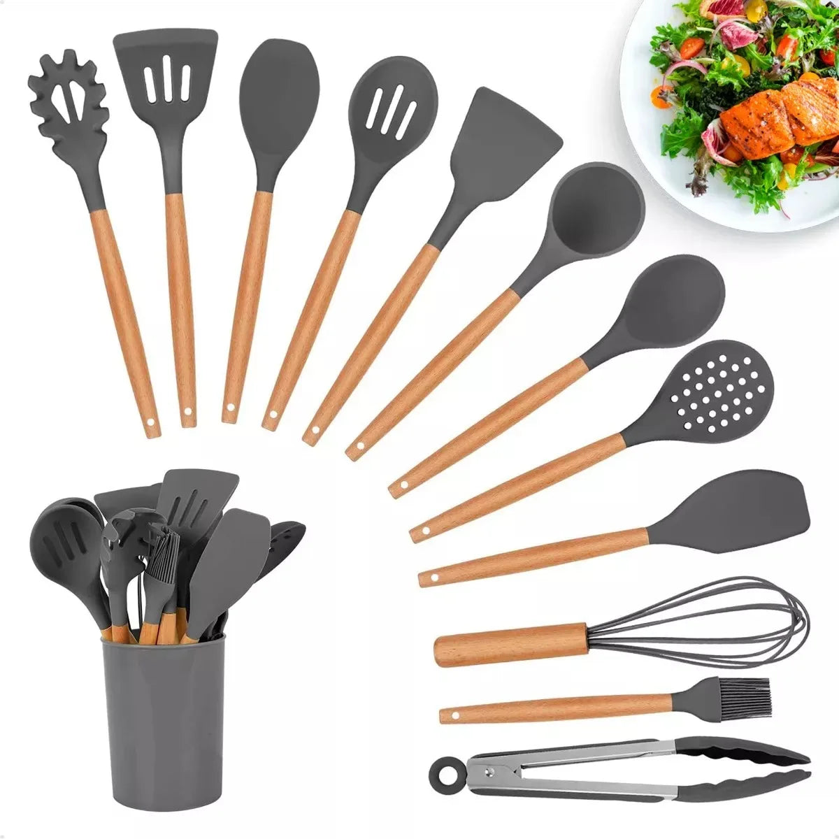 Kit Jogo 12 Peças Utensílios de Silicone 