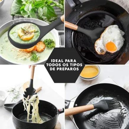 Kit Jogo 12 Peças Utensílios de Silicone 