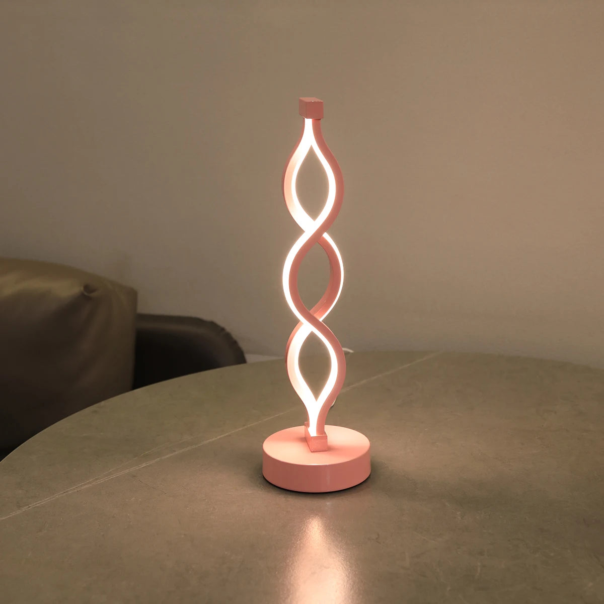 Luminária de Mesa Led Espiral Rosa