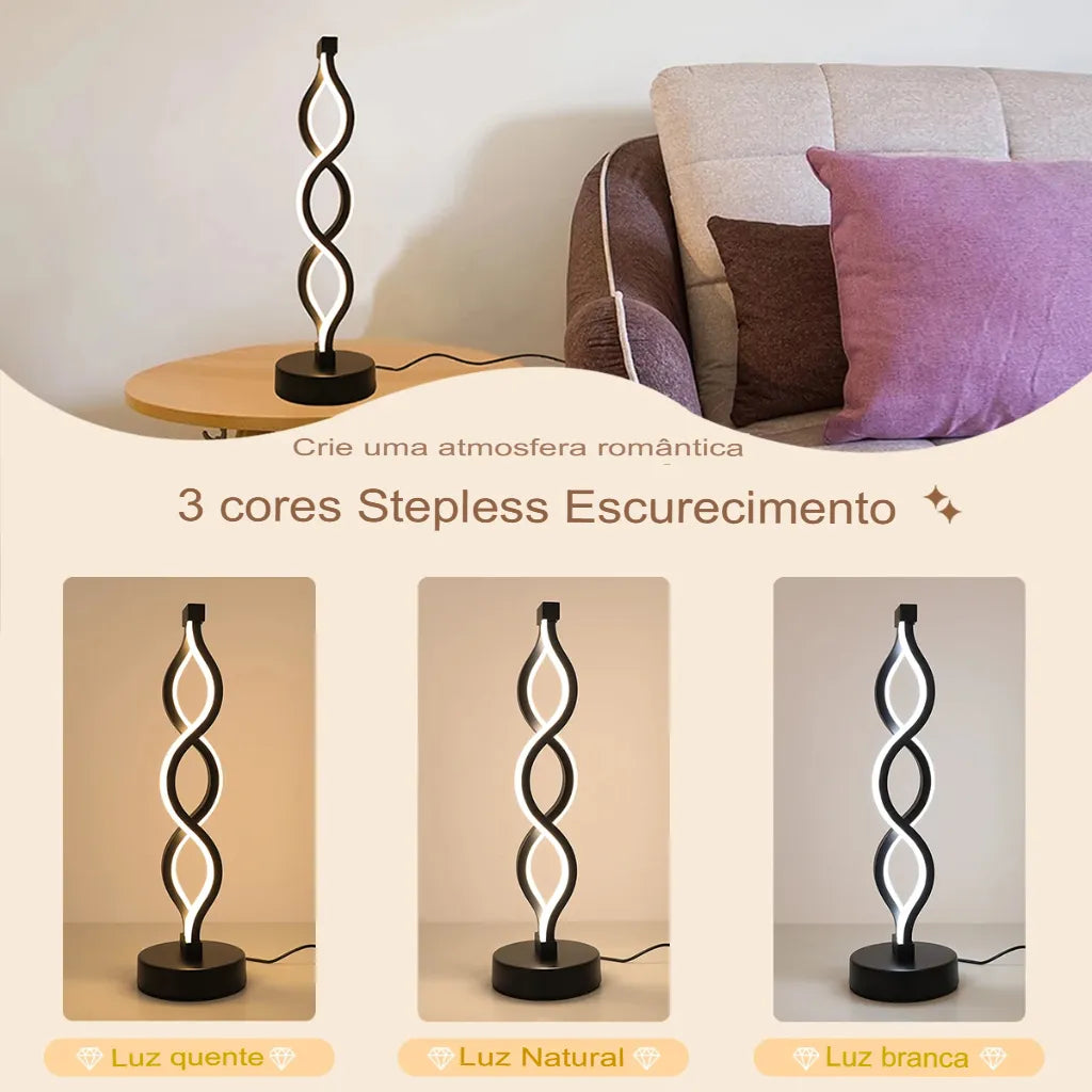 Luminária de Mesa Led Espiral Rosa