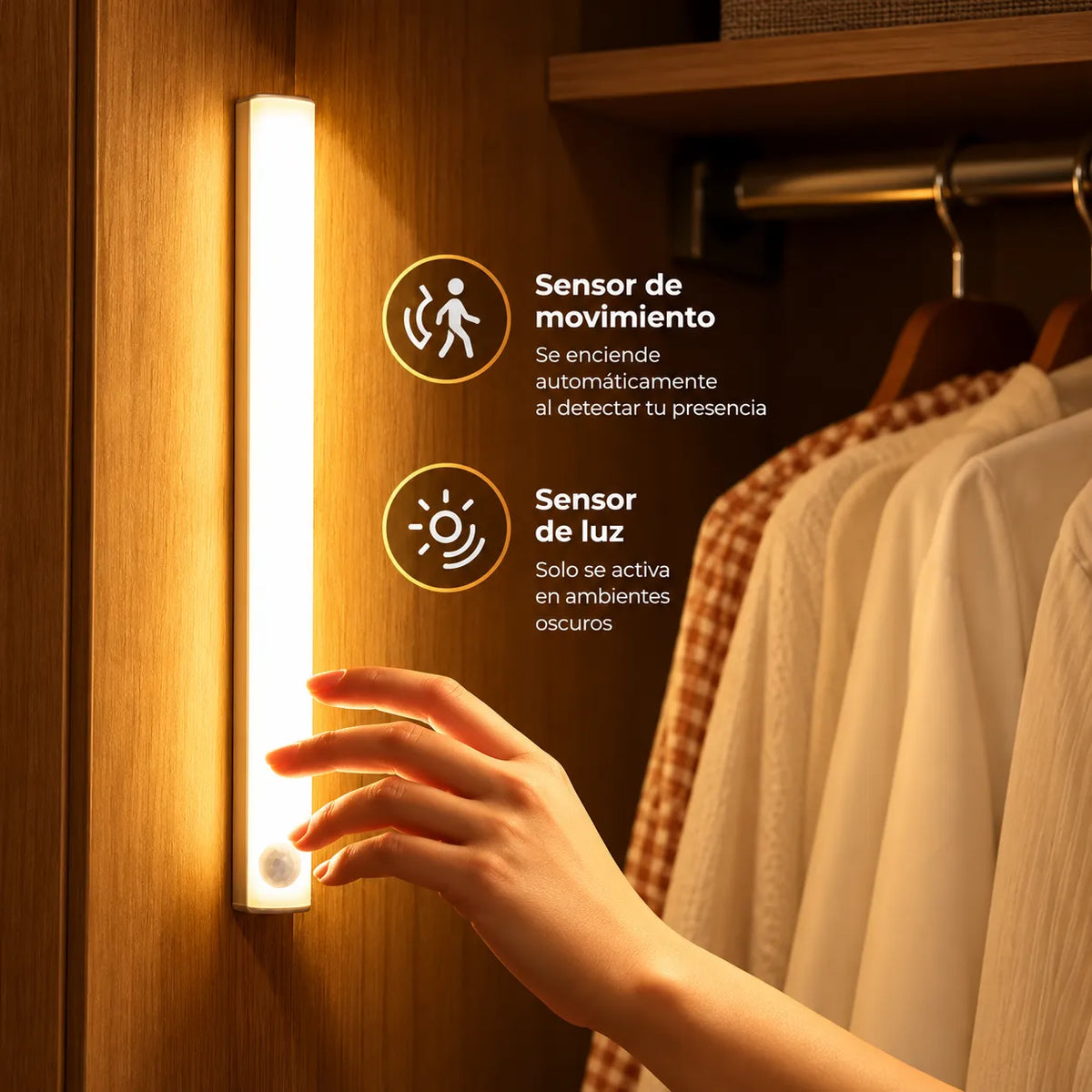 Luz LED Magnética Recargable con Sensor de Movimiento