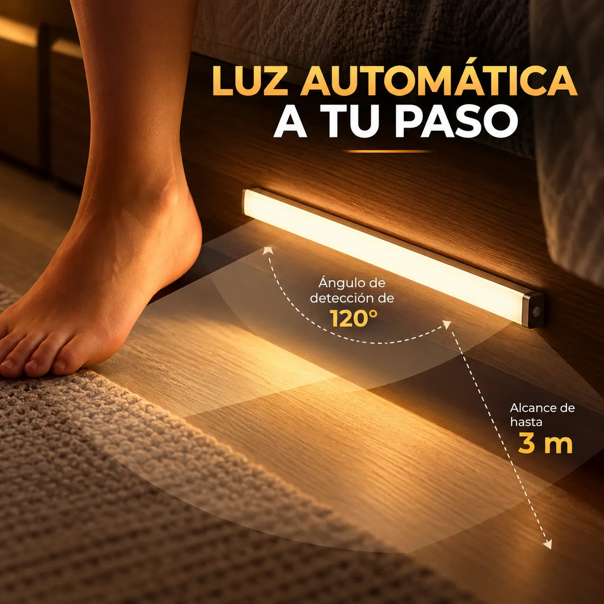 Luz LED Magnética Recargable con Sensor de Movimiento