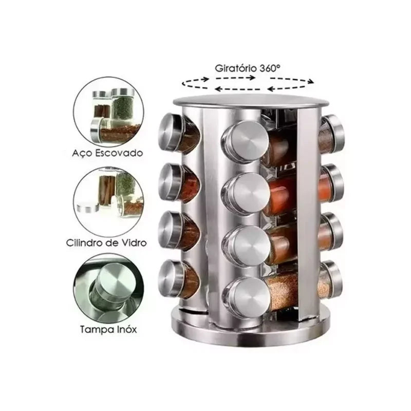 Porta Tempero Giratório de Inox